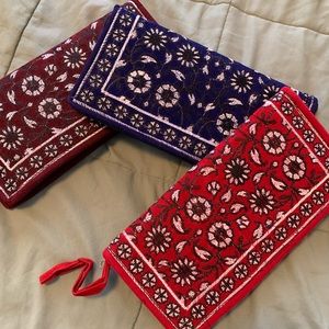 New velvet hand embroidered clutch( blue &burgundy